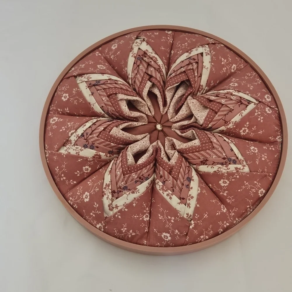 Handmade Upcycled Fabric Wall Art Pink Floral 10